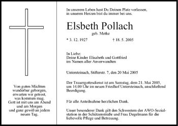 Anzeige von Elsbeth Pollach von MGO