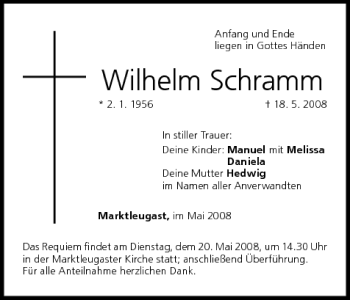 Anzeige von Wilhelm Schramm von MGO