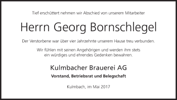 Anzeige von Georg Bornschlegel von MGO