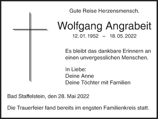 Anzeige von Wolfgang Angrabeit von MGO