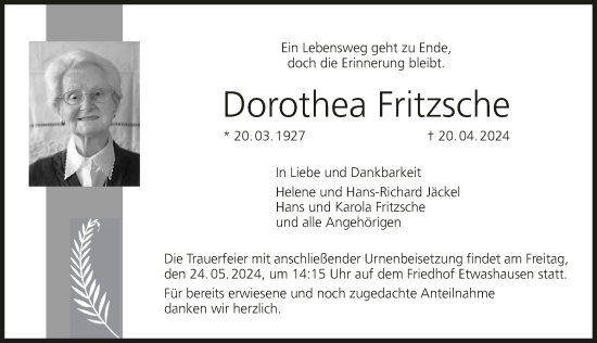 Anzeige von Dorothea Fritzsche von MGO
