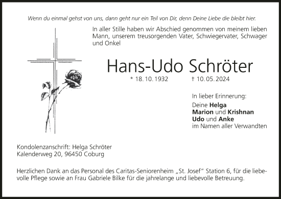 Anzeige von Hans-Udo Schröter von MGO