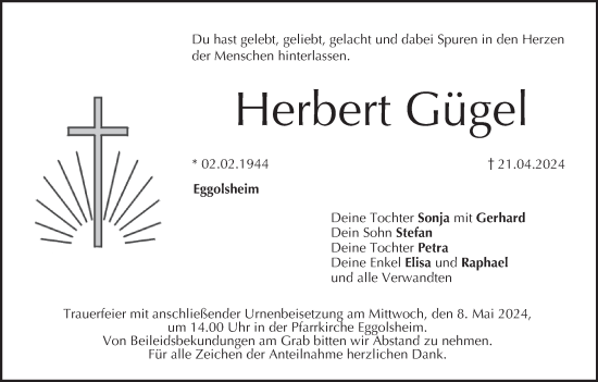 Anzeige von Herbert Gügel von MGO