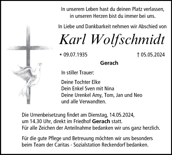 Anzeige von Karl Wolfschmidt von MGO