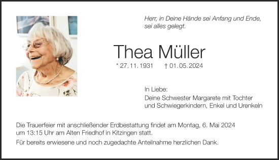 Anzeige von Thea Müller von MGO