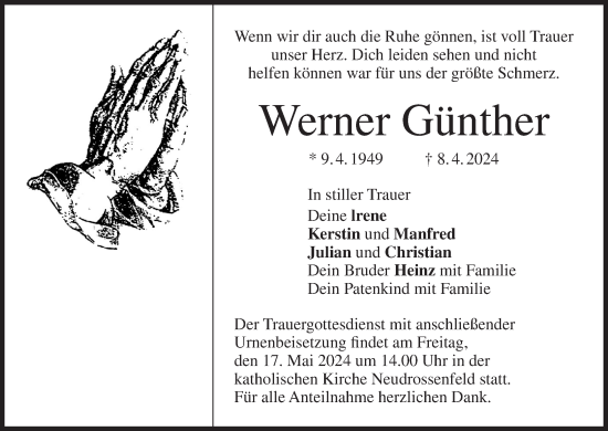Anzeige von Werner Günther von MGO