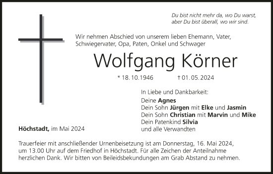 Anzeige von Wolfgang Körner von MGO