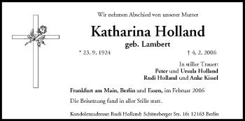 Katharina Holland Traueranzeige Trauer Infranken De