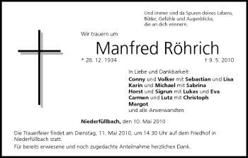 Anzeige von Manfred Röhrich von MGO