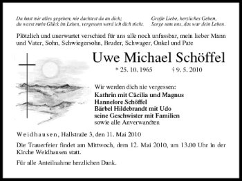Anzeige von Uwe Michael Schöffel von MGO