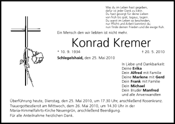 Anzeige von Konrad Kremer von MGO