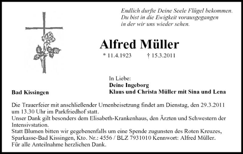 Alfred Müller Traueranzeige trauer inFranken de