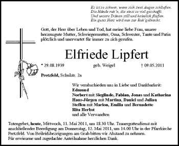 Anzeige von Elfriede Lipfert von MGO