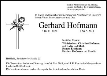 Anzeige von Gerhard Hotmann von MGO