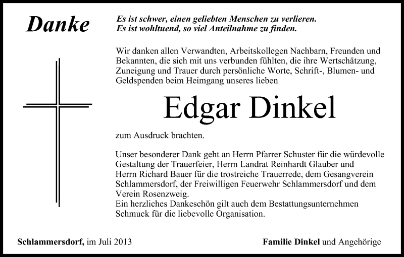  Traueranzeige für Edgar Dinkel vom 13.07.2013 aus MGO