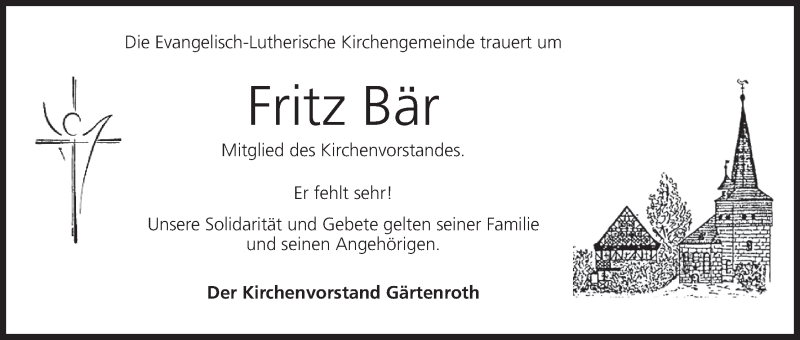  Traueranzeige für Fritz Bär vom 17.05.2014 aus MGO