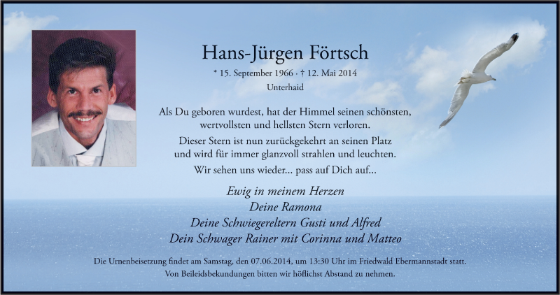  Traueranzeige für Hans-Jürgen Förtsch vom 31.05.2014 aus MGO