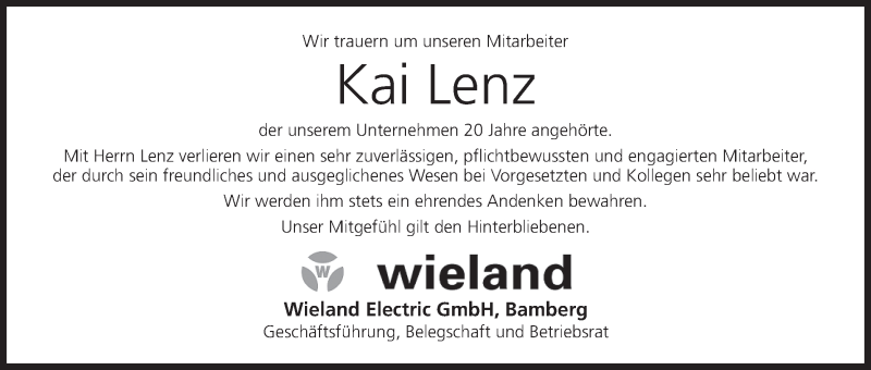  Traueranzeige für Kai Lenz vom 15.07.2014 aus MGO