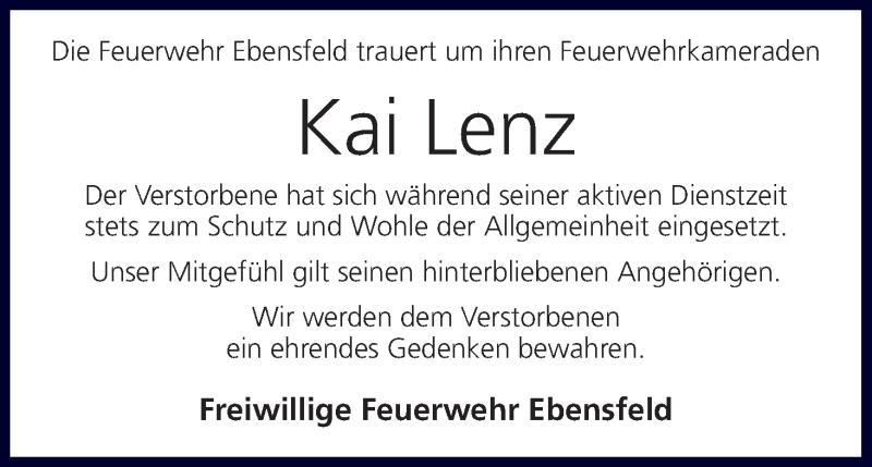  Traueranzeige für Kai Lenz vom 16.07.2014 aus MGO