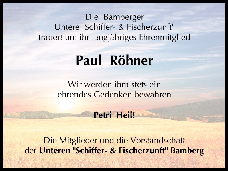  Traueranzeige für Paul Röhner vom 31.12.2014 aus MGO
