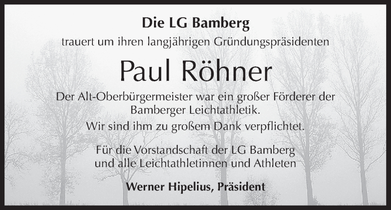  Traueranzeige für Paul Röhner vom 02.01.2015 aus MGO