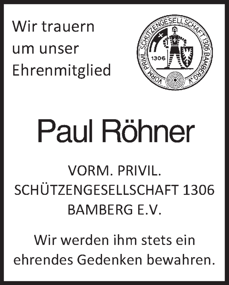  Traueranzeige für Paul Röhner vom 03.01.2015 aus MGO