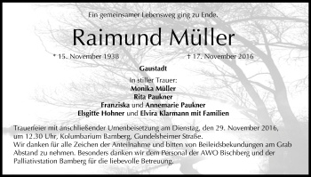 Raimund Müller Traueranzeige trauer inFranken de