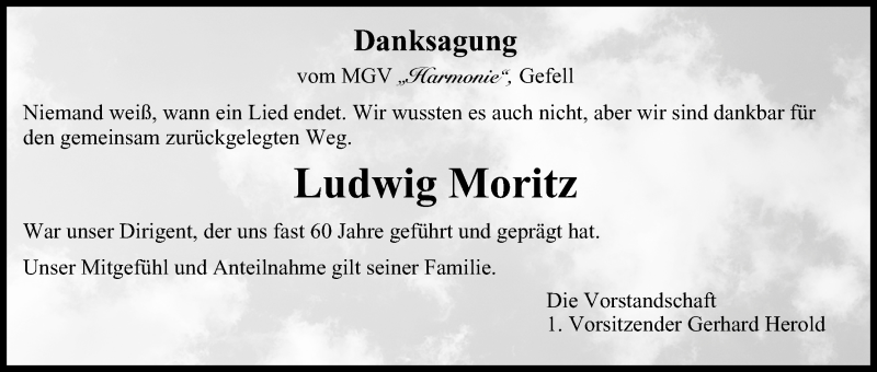  Traueranzeige für Ludwig Moritz vom 04.02.2016 aus MGO