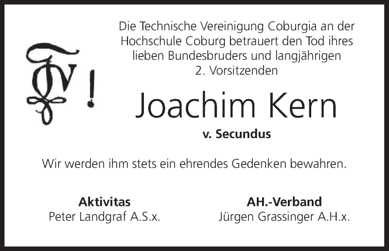  Traueranzeige für Joachim Kern vom 25.05.2016 aus MGO