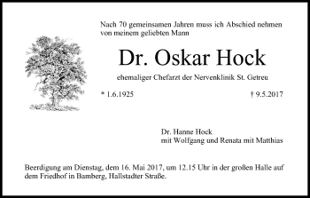 Anzeige von Oskar Hock von MGO