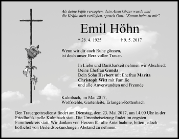 Anzeige von Emil Höhn von MGO