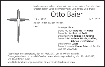 Anzeige von Otto Baier von MGO