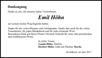Anzeige von Emil Höhn von MGO