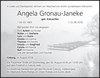 Angela Gronau Janeke Traueranzeige Trauer Infranken De