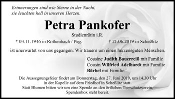 Petra Pankofer Traueranzeige Trauer Infranken De