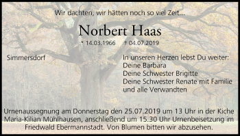 Norbert Haas Traueranzeige Trauer InFranken De