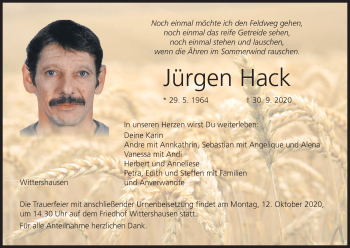 J Rgen Hack Traueranzeige Trauer Infranken De