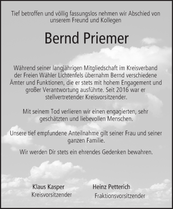 Anzeige von Bernd Priemer von MGO