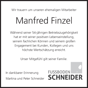 Anzeige von Manfred Finzel von MGO
