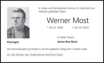 Anzeige von Werner Most von MGO