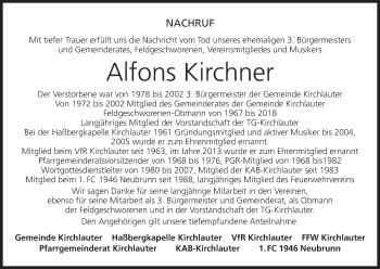 Anzeige von Alfons Kirchner von MGO