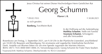 Georg Schumm Traueranzeige Trauer Infranken De