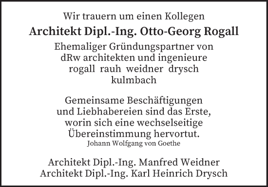 Anzeige von Otto-Georg Rogall von MGO