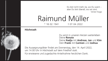 Raimund M Ller Traueranzeige Trauer Infranken De