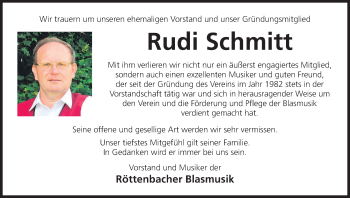 Anzeige von Rudi Schmitt von MGO