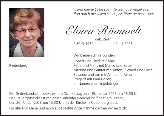 Elvira Römmelt Traueranzeige trauer inFranken de