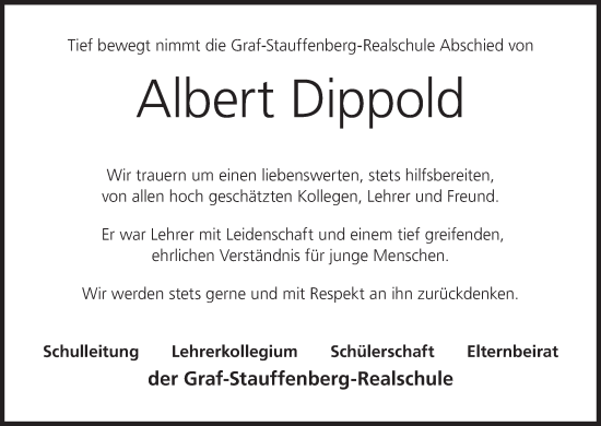 Albert Dippold Traueranzeige Trauer InFranken De