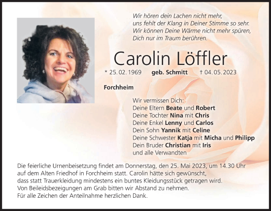 Carolin L Ffler Traueranzeige Trauer Infranken De