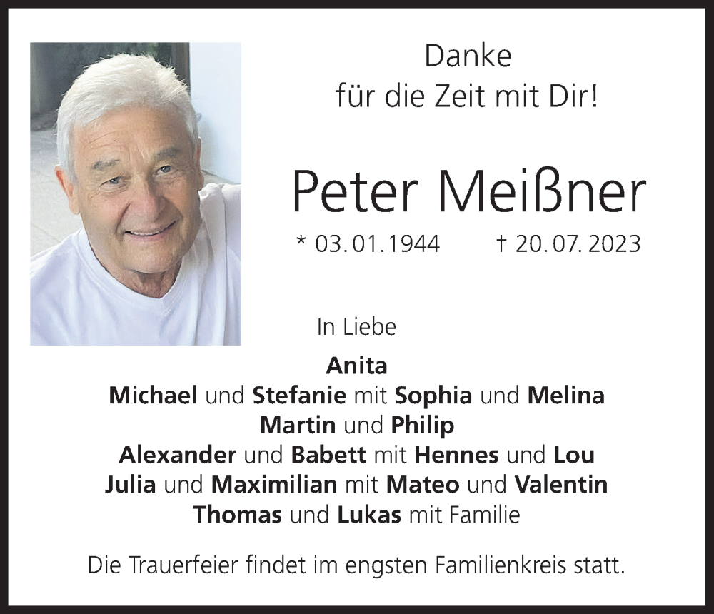 Peter Mei Ner Traueranzeige Trauer Infranken De