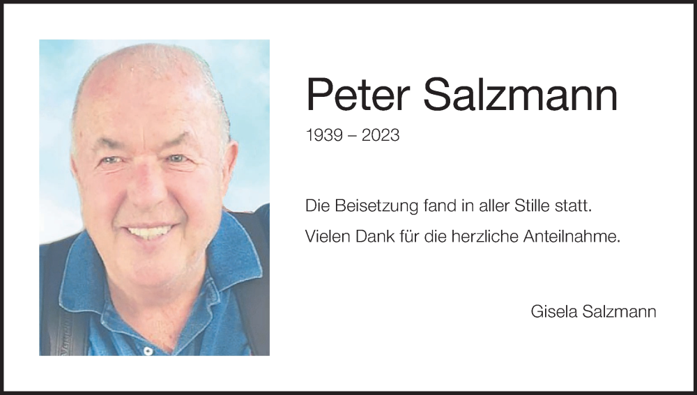 Peter Salzmann Traueranzeige Trauer Infranken De